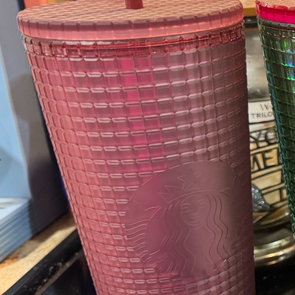 Starbucks Rose Textured Tumbler with Lid and Straw